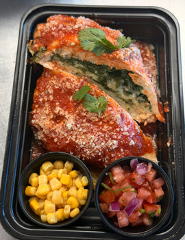 Keto Meal 01: Cheesy Marinara Stuffed Chicken with fresh pico de gallo