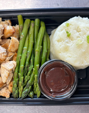 Meal 2: BBQ Chicken With Mashed Potatoes and asparagus