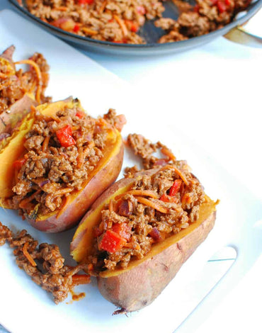 Meal 2: BBQ Ground Beef stuffed sweet potato