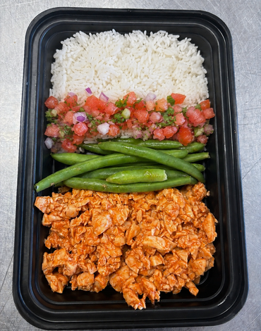 MEAL 3: Healthy shredded buffalo chicken jasmine rice bowl