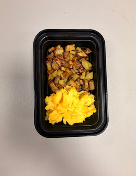 Toddler Breakfast meal 2: Scrambled eggs with diced potatoes