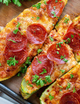 Keto Meal 02: Keto Chicken Stuffed Zucchini Pizza