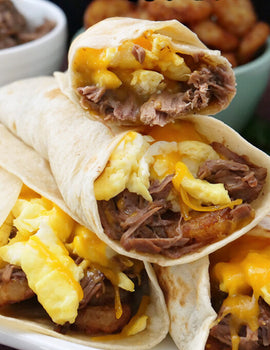 Breakfast Meal 1: Philly cheese steak and egg burrito