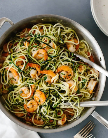 Keto Meal 02: Zucchini Pasta With Lemon Garlic Shrimp