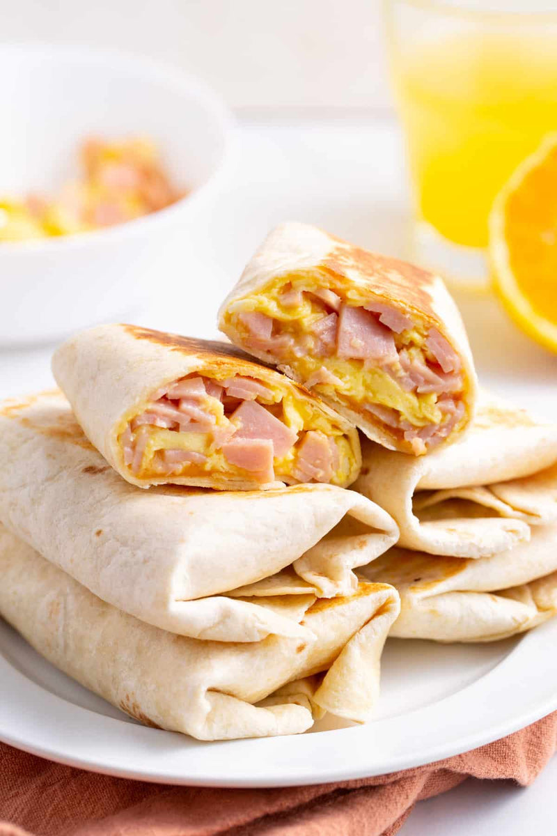 Breakfast Meal 1: Ham egg and cheese breakfast burrito