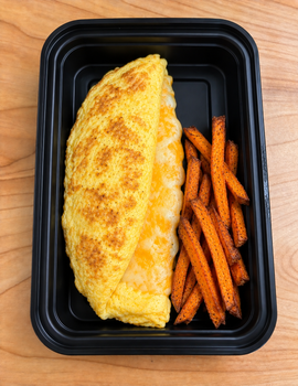 Breakfast Meal 2: Healthy Cheese Omelette with sweet potato fries