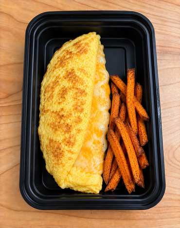 Breakfast Meal 2: Healthy Cheese Omelette with sweet potato fries