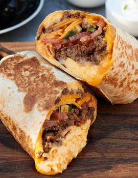 Breakfast Meal 1: Ground beef taco breakfast burrito