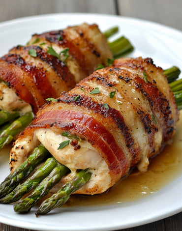 Keto Meal 03: Bacon wrapped BBQ chicken with asparagus