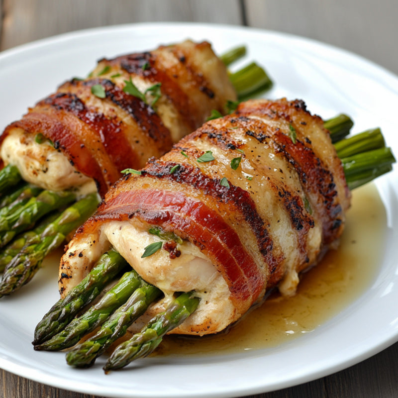 Keto Meal 03: Bacon wrapped BBQ chicken with asparagus