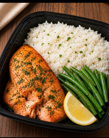 MEAL 4: Oven Baked Salmon with jasmine rice and green beans