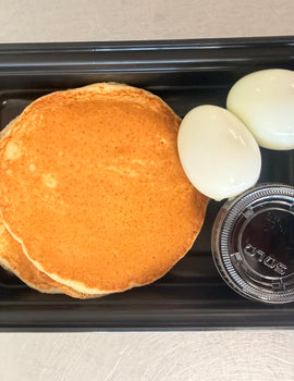 Breakfast Meal 1: Healthy Oatmeal Protein Pancakes with two boiled eggs