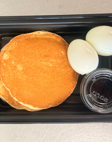 Breakfast Meal 1: Healthy Oatmeal Protein Pancakes with two boiled eggs
