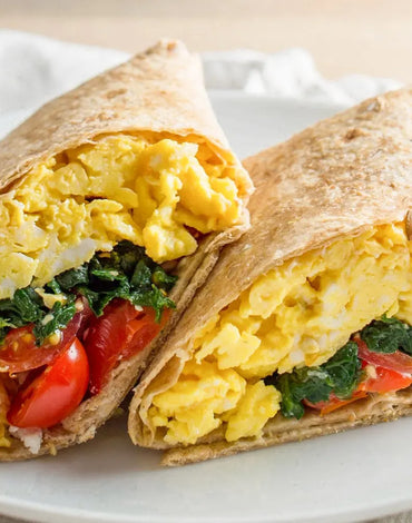 Breakfast Meal 1: Egg, Spinach and feta breakfast Wrap