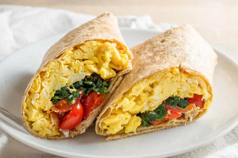 Breakfast Meal 1: Egg, Spinach and feta breakfast Wrap
