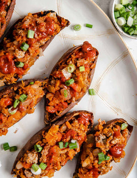 Meal 5: Baked Stuffed Sweet Potatoes With BBQ Ground turkey