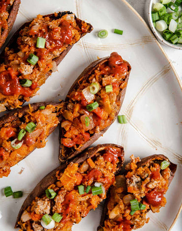 Meal 5: Baked Stuffed Sweet Potatoes With BBQ Ground turkey