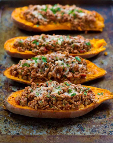 Meal 1: Ground turkey taco stuffed sweet potato