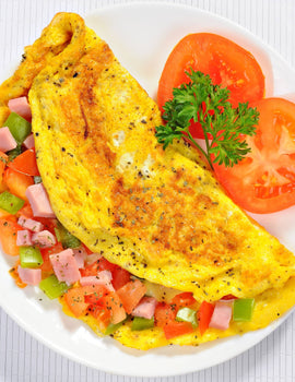 Breakfast Meal 3: Healthy pepper tomato & ham omelette