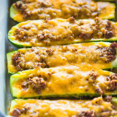 Keto Meal 01: Lean ground beef burrito zucchini boats