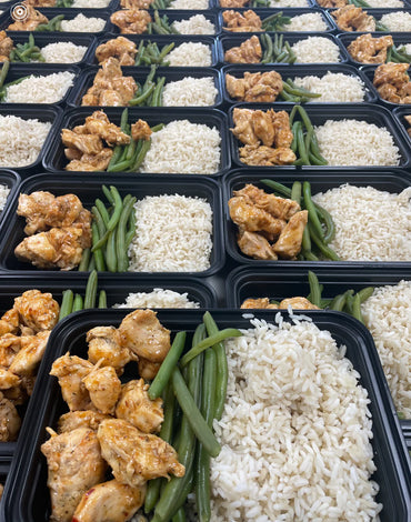 Meal 2: Sweet and sour chicken with brown rice and green beans