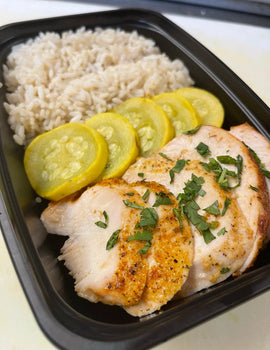 Meal 5: Honey Mustard chicken with brown rice & fresh zucchini