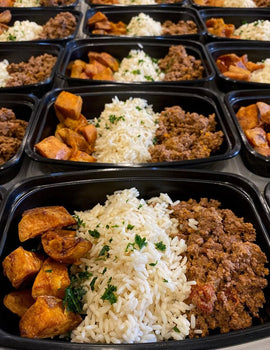 Meal 4: Lean Ground beef with roasted sweet potatoes and brown rice