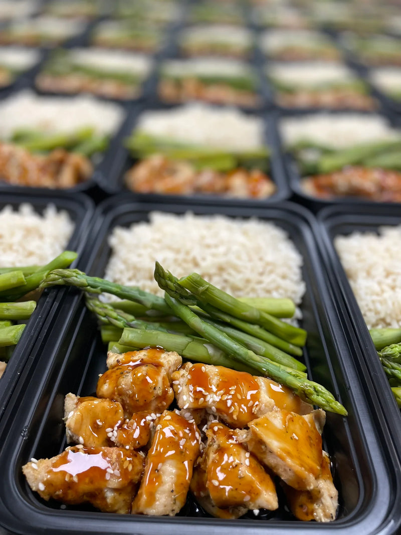 Meal 4: Teriyaki chicken with brown rice and asparagus