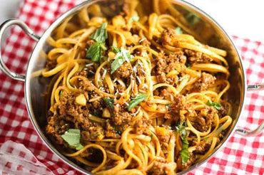 MEAL 3: Lean ground beef linguine pasta with parmesan and basil