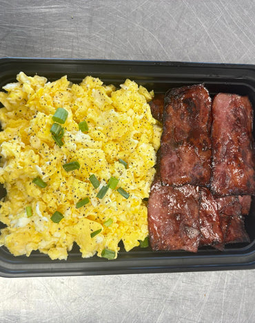 Breakfast Meal 1: Turkey bacon scrambled Eggs