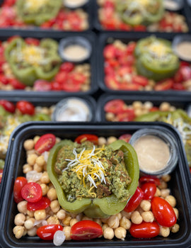 Vegetarian Meal 1: Stuffed peppers with falafel