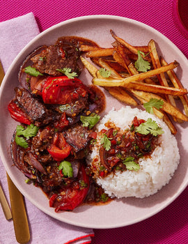 Meal 2: Steak tips with Jasmine Rice and sweet potato Fries